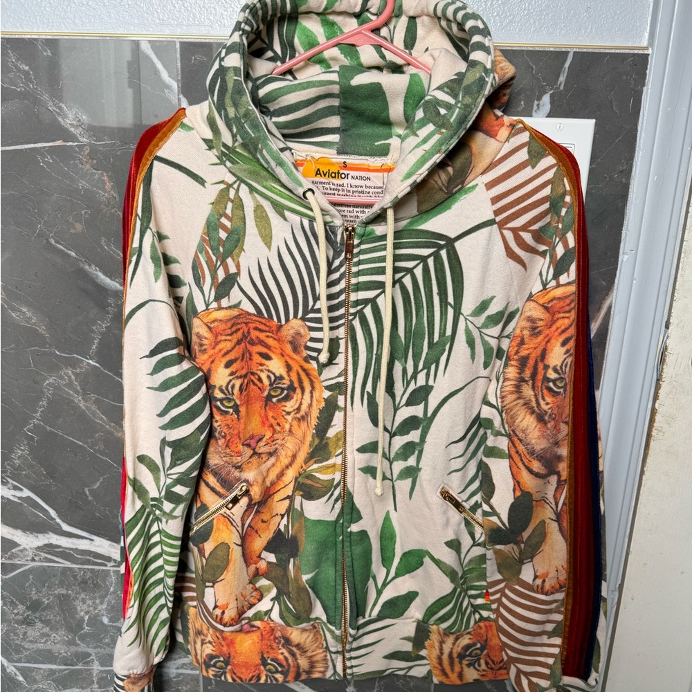 Aviator nation velvet stripes hoodie